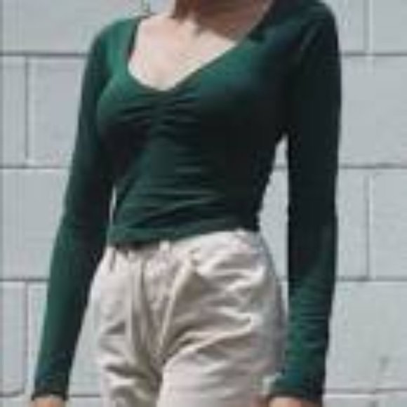 Brandy Melville Tops - Brandy Melville Dark Green Long Sleeve Gina Top